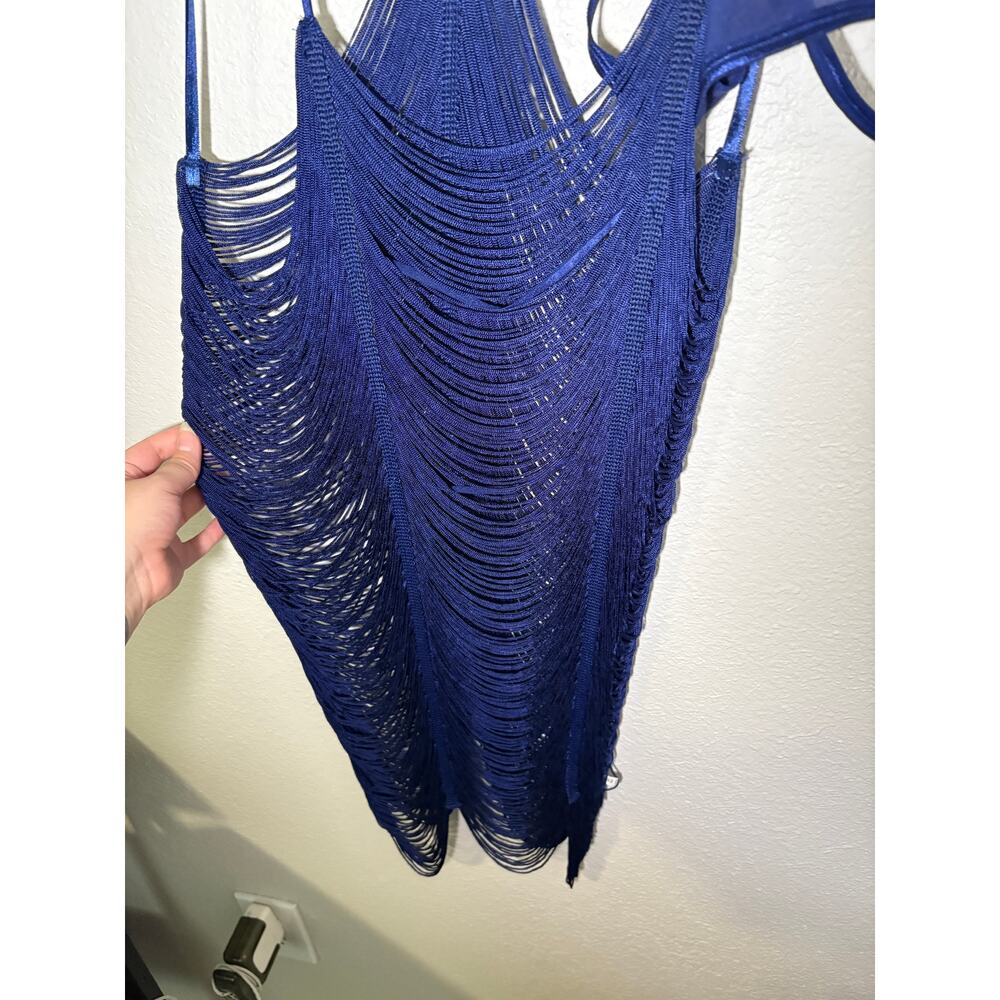 Dreamgirl Navy Fringe Mini Dress with Matching Panty – Size S - Picture 4 of 15